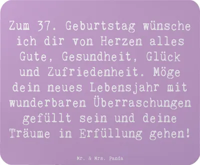 Produktbild von Mr. & Mrs. Panda Mauspad Spruch 37. Geburtstag Grüße - Lavendeltraum - Geschenk, Wärme, laptop, Mousepad, Liebe, Alter, mousematte, Mouse Pad, Happy Birthday, pc