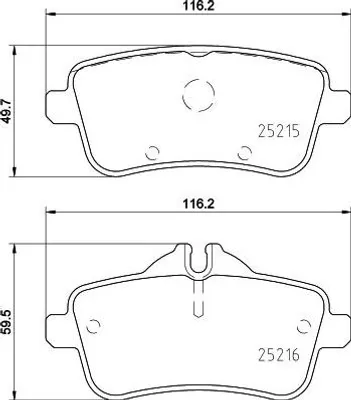 Produktbild von HELLA Bremsbeläge Satz Hinten Bremsklötze passend für MERCEDES-BENZ M-Klasse (W166) 8DB 355 020-161