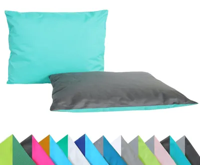 Produktbild von JACK 2er Set Wende Outdoor Kissenhülle Kissenbezug 2-farbig 30x50cm Wasserfest Lounge Kissen Garten Stuhl Lotus Effekt, Farbe:Anthrazit - Aqua
