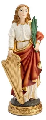 Figur Santa Cecilia, handbemalt, Harz, 20 cm