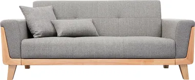 Produktbild von Miliboo - Design-Sofa 3 Plätze Hellgrau Holzbeine FJORD