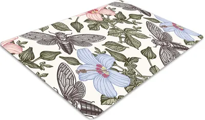 Produktbild von Stuhlunterlage Bürostuhlunterlage 120 cm x 90 cm Bodenmatte Bürostuhlunterlage - Schmetterlinge unter den Blumen