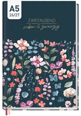 Produktbild von Chäff-Timer 2026/2027 / 17 Monate / A5 / Flower Inspiration blue / Häfft-Verlag