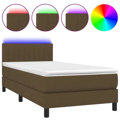 Produktbild von vidaXL Boxspringbett mit Matratze & LED Dunkelbraun 90x190 cm Stoff