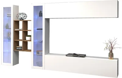 Produktbild von Wohnwand >Benevent< (5-teilig) in Weiß Hochglanz - 320x180x30 (BxHxT)