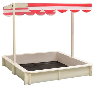 Image de Bac à sable pour enfants - Bac à sable en bois avec toit réglable - Bois de sapin - Protection UV50 - Vert armée