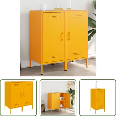 Zdjęcie produktu dla The Living Store Kredensy 2 szt. musztardowy żółty 36x39x79 cm Stal walcowana na zimno
