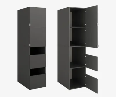 Produktbild von Hochschrank Badschrank Beatrice 187 x 45 x 65 cm Wäscheschrank Badregal Schrank für das Badezimmer Anthrazit