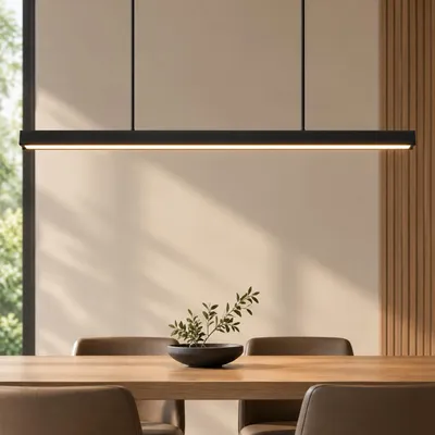 Produktbild von ZMH LED Pendelleuchte Esszimmer Hängelampe Dimmbar Esstisch Hängeleuchte Schwarz Fernbedienung 50W Pendellampe 148.5CM für Küche Schlafzimmer, KI-generiertes Bild