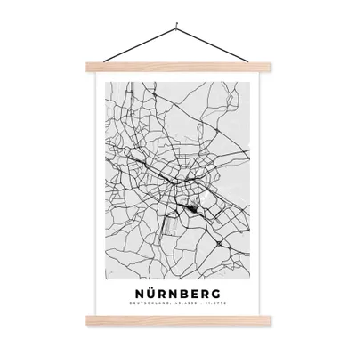 Produktbild von MuchoWow® Textilposter Mainz - Karte - Stadtplan - Deutschland 40x60 cm mit holzfarbenen Rahmen - Poster