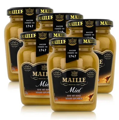 Produktbild von Maille Dijon-Senf mit Honig 200ml fein würzig cremig klassisch (5er Pack)