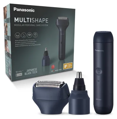 Immagine prodotto di Panasonic Xshape Junior Multishape Sistema Modulare ER-CBL1, ER-CNT1 & ER-CSF1 Set, Rasoio A 3 Lame, Testina Per Naso, Orecchie E Viso, Batteria Ricaricabile Ioni Di Litio