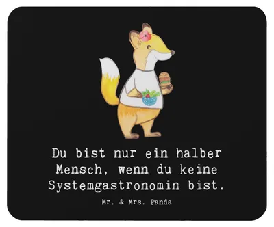 Produktbild von Mr. & Mrs. Panda Mousepad Systemgastronomin Herz - Schwarz - Geschenk, computer mauspad, laptop, Mouse Pad, mousematte
