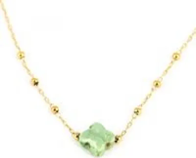 Produktbild von Zag Bijoux Halskette Velasquez SHORT GOLDEN STEEL Malachite 38CM+5 - Variante: Turquoise AFRICAINE