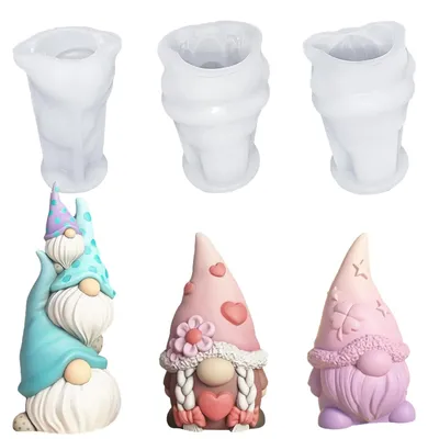 3er Set Silikon-Gießformen für Ostern, DIY Zwerg-Formen, 3D