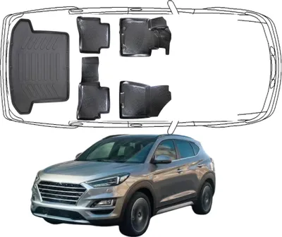 Produktbild von 3D Fußmatten & Kofferraumwanne Auto Set Kompatibel mit Hyundai Tucson 3.Gen 2015 - 2020