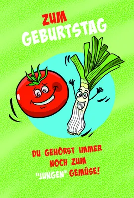 Produktbild von Geburtstag Humor Karte mit Briefumschlag Tomate und Lauch