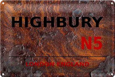 Produktbild von Blechschild London 40x30cm England Highbury N5 Rost