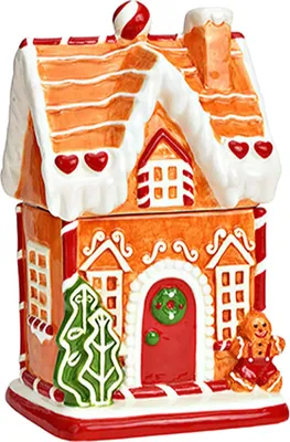 Produktbild von Weihnachtliche Aufbewahrungsdose mit Lebkuchenhaus, 16x27 cm