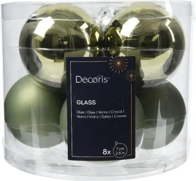 Productafbeelding van Kerstbal glas d7 cm rosemarijn 8st Decoris