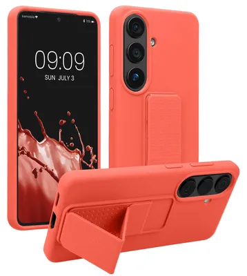 Produktbild von kwmobile Handyhülle für Samsung Galaxy S26 Hülle - TPU Silikon Case mit Fingerhalter und Stand - Schutzhülle Cover in Koralle, KI-generiertes Bild