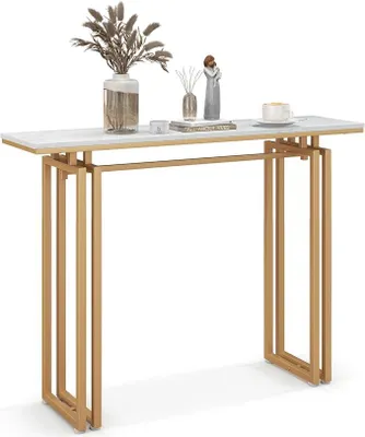 Produktbild von Konsolentisch, Eingangskonsole, Eingangskonsole, robuster und stabiler Rahmen, verstellbare Füße, für Eingang, Wohnzimmer, Flur, moderner Stil (Gold)