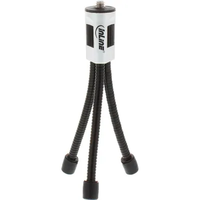 Image de InLine® 48006B Mini trépied 120mm, pieds métalliques flexibles noirs avec embouts en caoutchouc