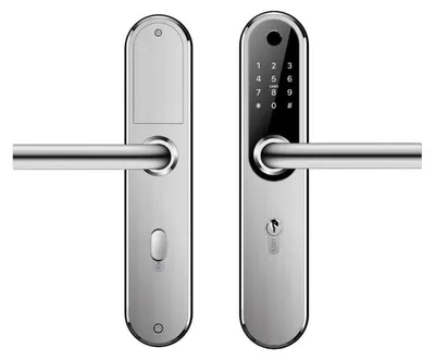 Elektronisches Türschloss, Fingerabdruck, Bluetooth, IP66, 72 mm, silber