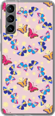 Produktbild von MuchoWow® Handyhülle Schutzhülle Hülle für Telefoonhoesje Samsung Galaxy S21 Mädchen - Schmetterling - Insekten - Muster - Mädchen - Kinder - Kinder Silikon Softcase Handy Hülle - Softcase