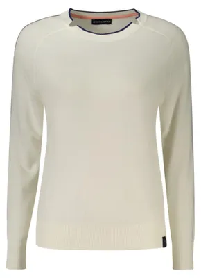 Produktbild von Damenpullover Weiß: Langarmshirt mit Kontrastdetails und Logo