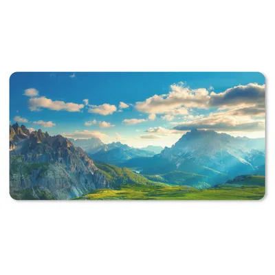 Produktbild von MuchoWow® Schreibtischunterlage Alpen - Sonne - Natur 80x40 cm - XXL Mauspad - Gaming Mauspad
