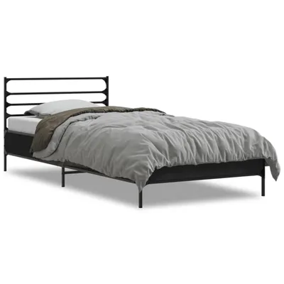Produktbild von vidaXL Bettgestell Schwarz 90x190 cm Holzwerkstoff und Metall