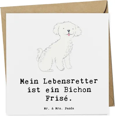 Produktbild von Mr. & Mrs. Panda Glückwunschkarte Bichon Frisé Lebensretter - Weiß - Geschenk, anlasskarte, Klappkarte, faltkarte, doppelkarte, Grußkarte