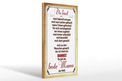 Produktbild von Holzschild Spruch 20x30cm Danke du bist die Beste Mama