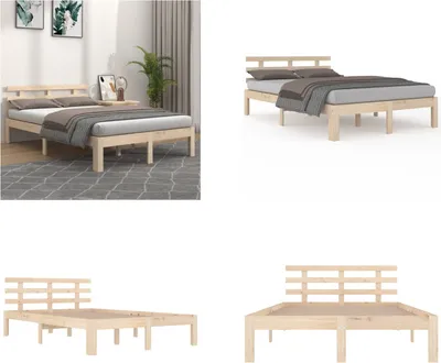 Image de vidaXL Lit en bois massif 180x200 cm - Cadre de lit - Cadre de lit - Lit - Cadre de lit en bois