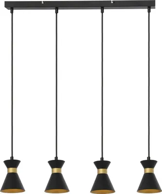 Zdjęcie produktu dla Lampa wisząca Breda czarno-złota 4xE14x40W metal wym:120x62x10cm IP20 Reality