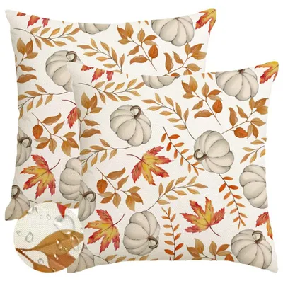 Kissenbezüge 2er-Set 50x50 cm Kürbis Ahornblatt