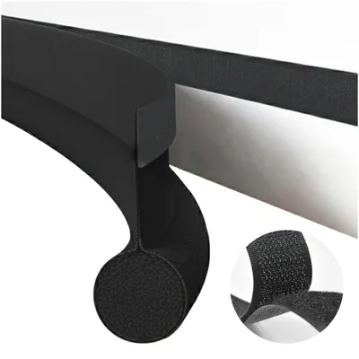 Produktbild von Türdichtung 90cm Schwarz, Zugluftstopper mit Klettverschluss, Schallschutz & Insektenschutz, Schaumstoff Dichtung zuschneidbar, EVI HOME Single Black