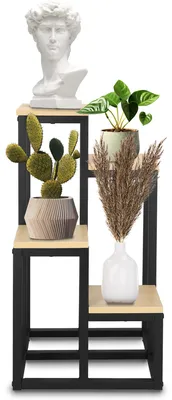 Productafbeelding van Plantenrek | Plantenstandaard | Plantentrap | 4 Niveaus | Hout | Zwart