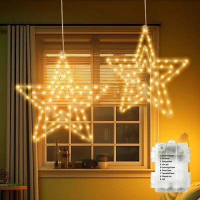 Image de Guirlande lumineuse de Noël, modèle Kerstster, comprenant 2 guirlandes, avec 75 LED rotatives