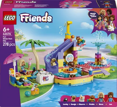 Immagine prodotto di LEGO Friends 42676 Divertente Giornata Al Parco Acquatico, Giocattolo Con Scivolo, 2 Mini Bamboline E 4 Animali, Regalo Da 6+