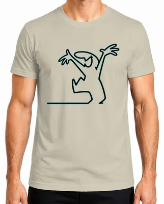 Produktbild von La Linea Strichmännchen Balum Retro Cartoon Osvaldo Cavandoli Herren T-Shirt, Natur, L