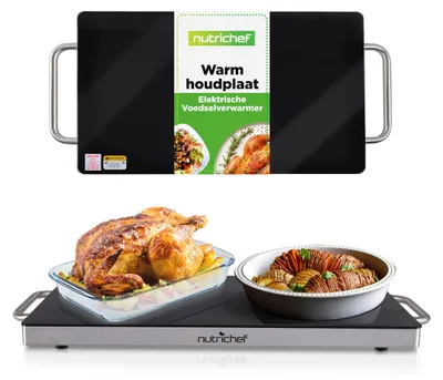 Warmhoudplaat 50x30 cm, bis 95°C, gehärtetes Glas, für Buffets