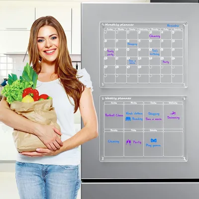 Produktbild von Magnetický kalendár na suchú stierateľnú tabuľu do chladničky, Magnetické a biele tabule (40×30×0,4 cm) - REUSABLEPLAN