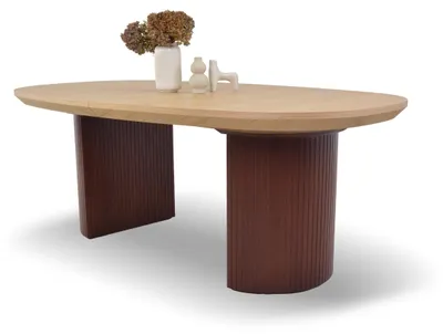Produktbild von Masseno Ausziehbar Esstisch STILO 200 - 300 cm x 110 cm Oval Tisch für Wohnzimmer, Küche, Eichefarben