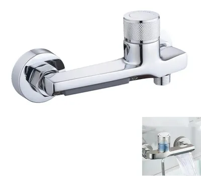 Produktbild von Badewannenarmatur mit Duschthermostat, Mischbatterie mit 2 Auslässen, Sicherheitstaste, Messing Brausethermostat für Dusche & Badewanne