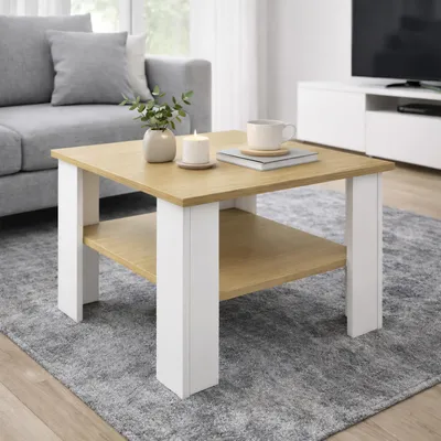 Produktbild von VCM Holz Beistelltisch / Couchtisch schlicht / Maße ca. H. 44 x B. 55 x T. 55 cm / quadratischer Wohnzimmertisch / Sofatisch - Disalo