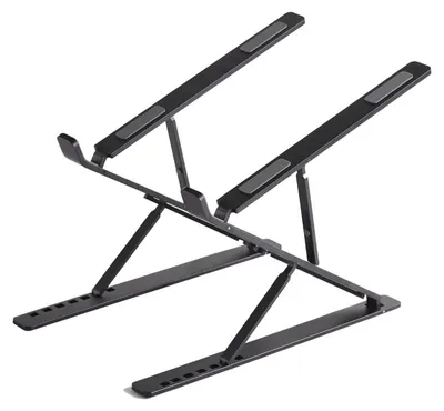 Imagen del producto de Soporte para portátil de aluminio, con altura ajustable, plegable, con ángulo de inclinación de 7° y 9°, ideal para portátiles y tabletas