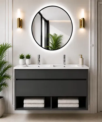 ORIGEN BATH NEBARI Hänge-Badmöbel mit Waschbecken 120x45 cm, Graphit
