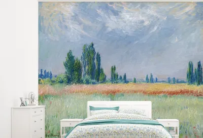 Produktbild von MuchoWow® Fototapete für Wohnzimmer oder Schlafzimmer Wandtapete Vinyl Motivtapete Das Weizenfeld - Gemälde von Claude Monet - 375x300 cm - Tapezierpapier
